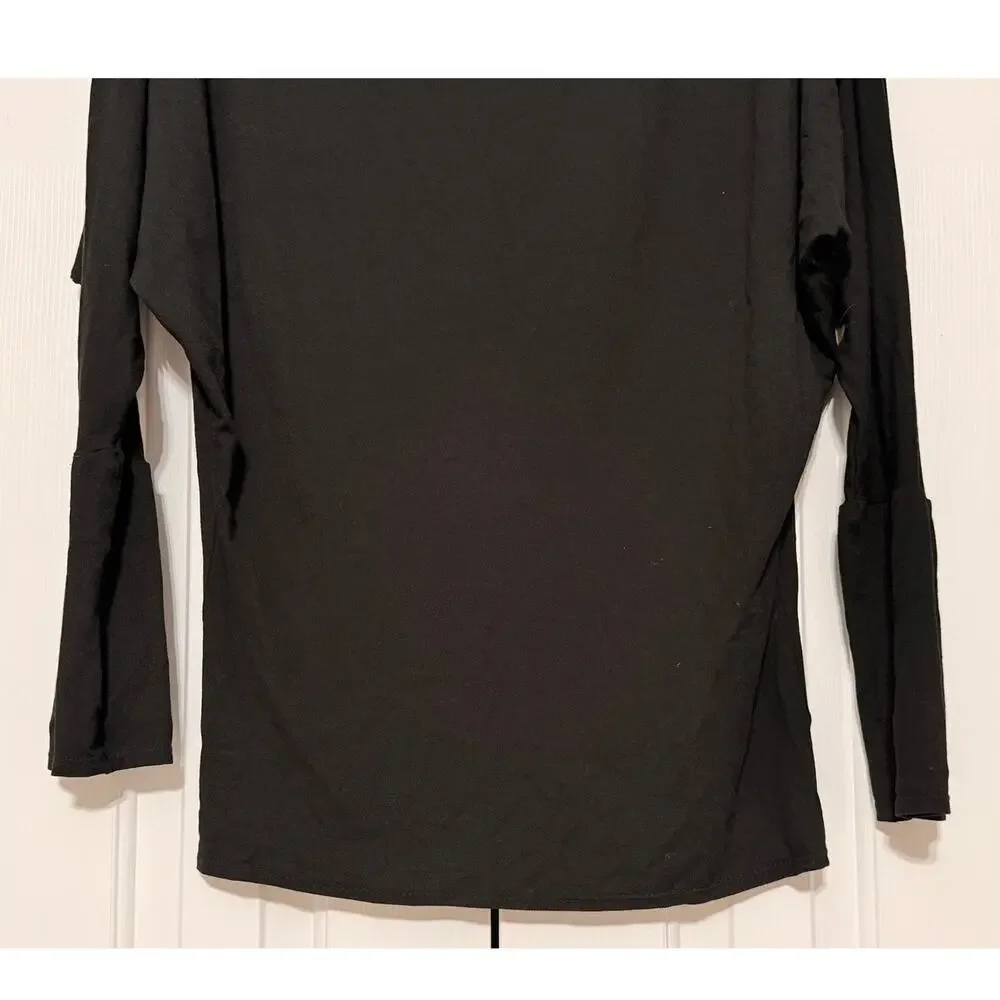 Free People Beach Long Raglan Sleeve Knit Top, Black, Size M
